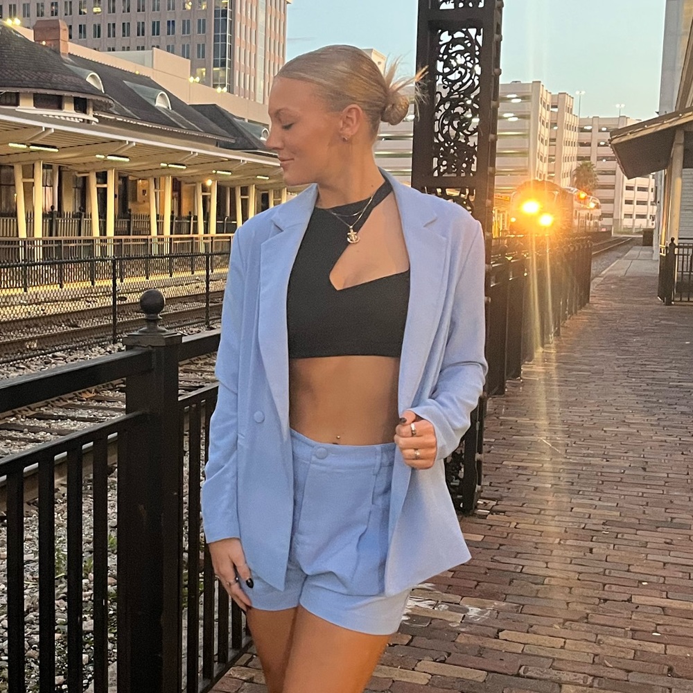 COPY - Baby blue blazer set! From kittenish, worn TWICE for photos, perfect con…